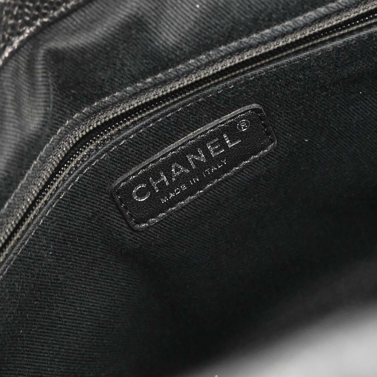 Chanel 2012 Black Caviar Skin Timeless CC Chain Tote Bag