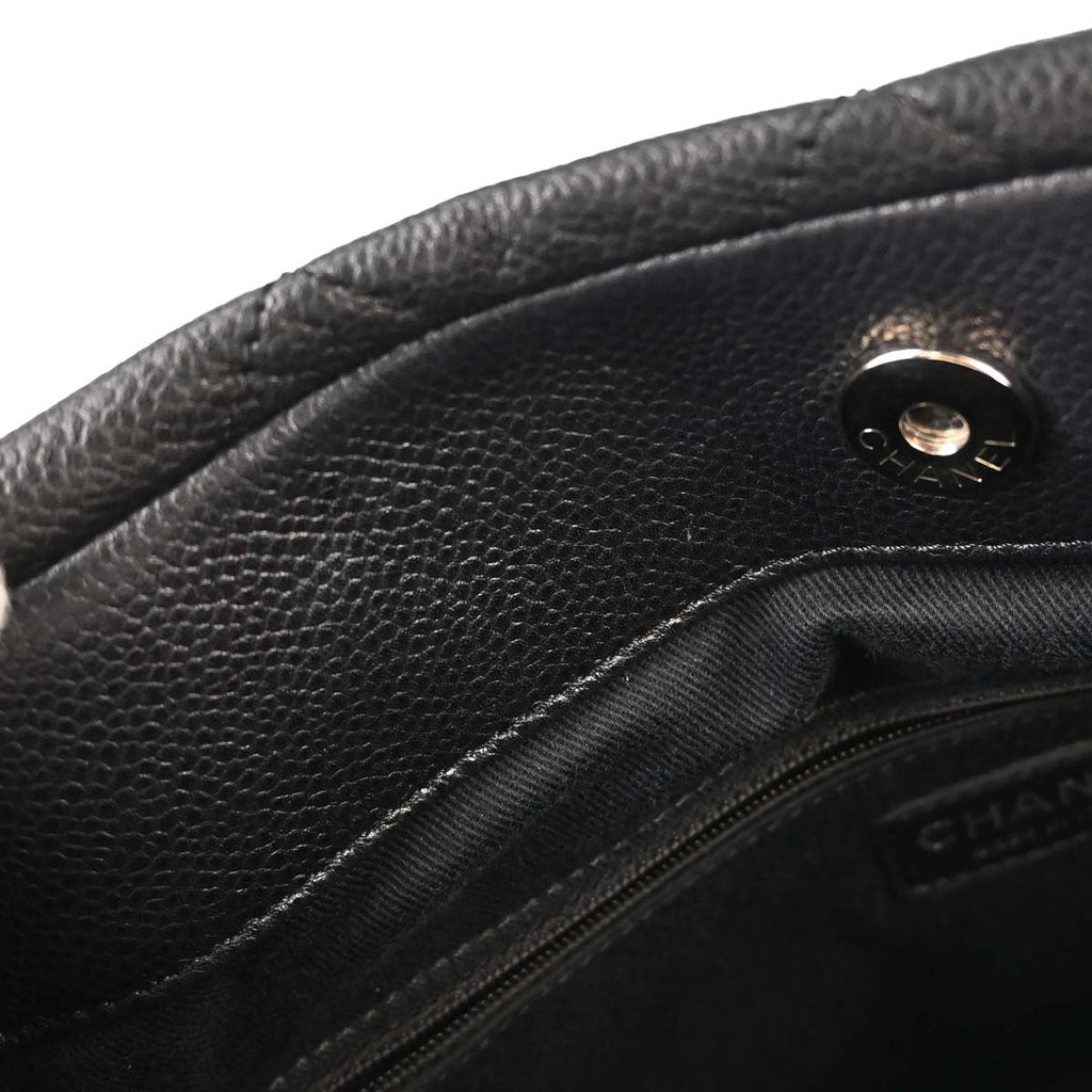Chanel 2012 Black Caviar Skin Timeless CC Chain Tote Bag