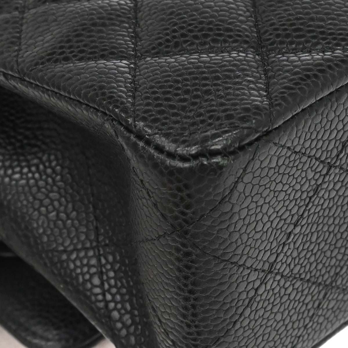 Chanel 2014 Black Caviar Skin Medium Classic Double Flap Shoulder Bag