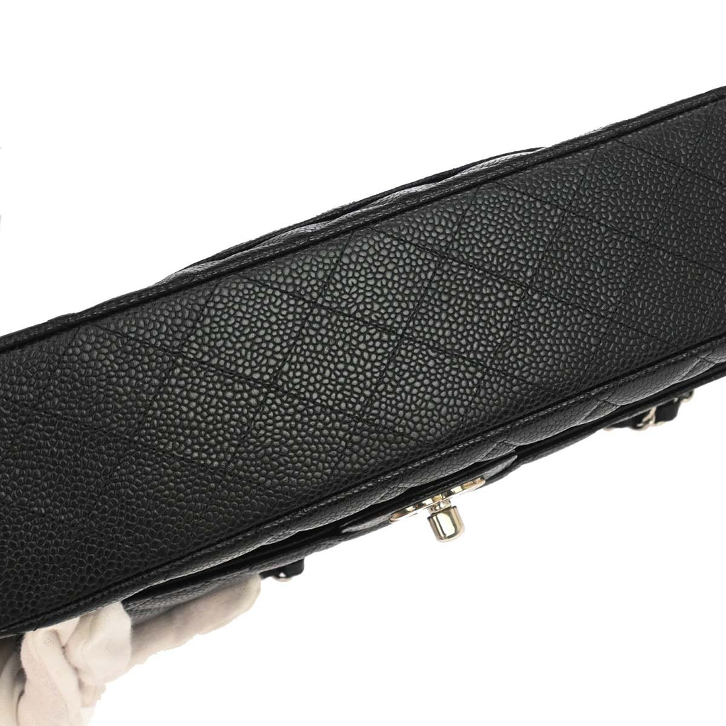 Chanel 2014 Black Caviar Skin Medium Classic Double Flap Shoulder Bag