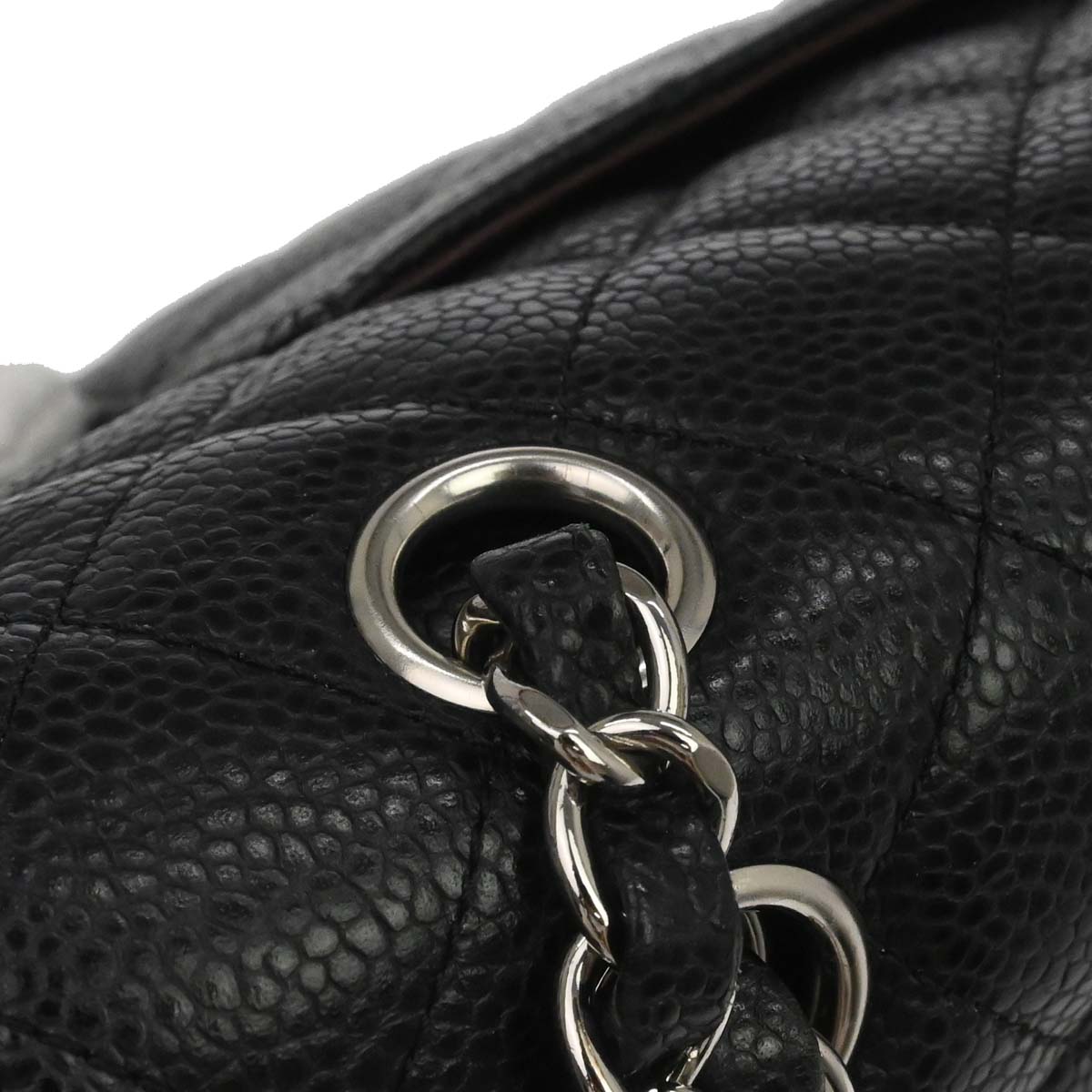 Chanel 2014 Black Caviar Skin Medium Classic Double Flap Shoulder Bag