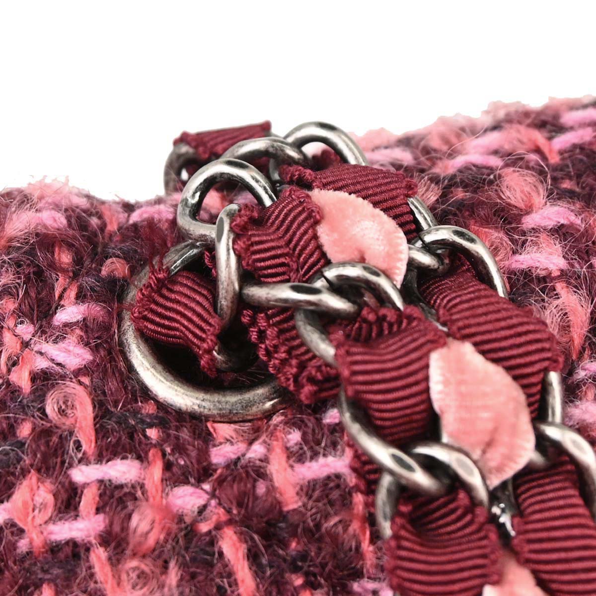 Chanel 2014-2015 Pink Tweed Medium Classic Double Flap Handbag
