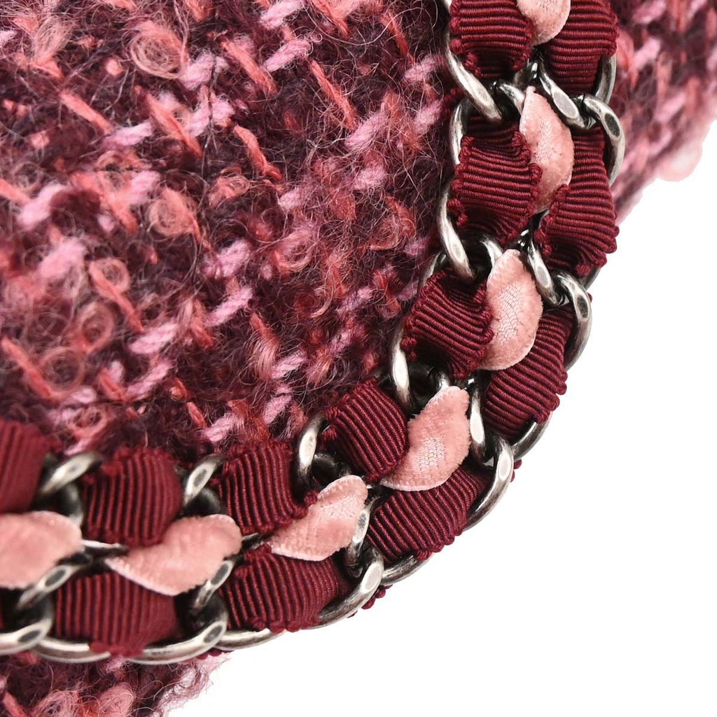 Chanel 2014-2015 Pink Tweed Medium Classic Double Flap Handbag