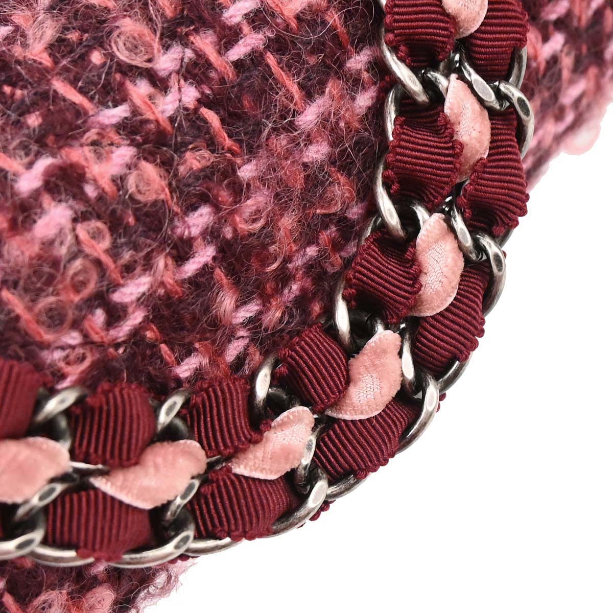 Chanel 2014-2015 Pink Tweed Medium Classic Double Flap Handbag