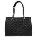 Chanel 2014 Black Caviar Skin Grand Shopping Tote GST Chain Handbag