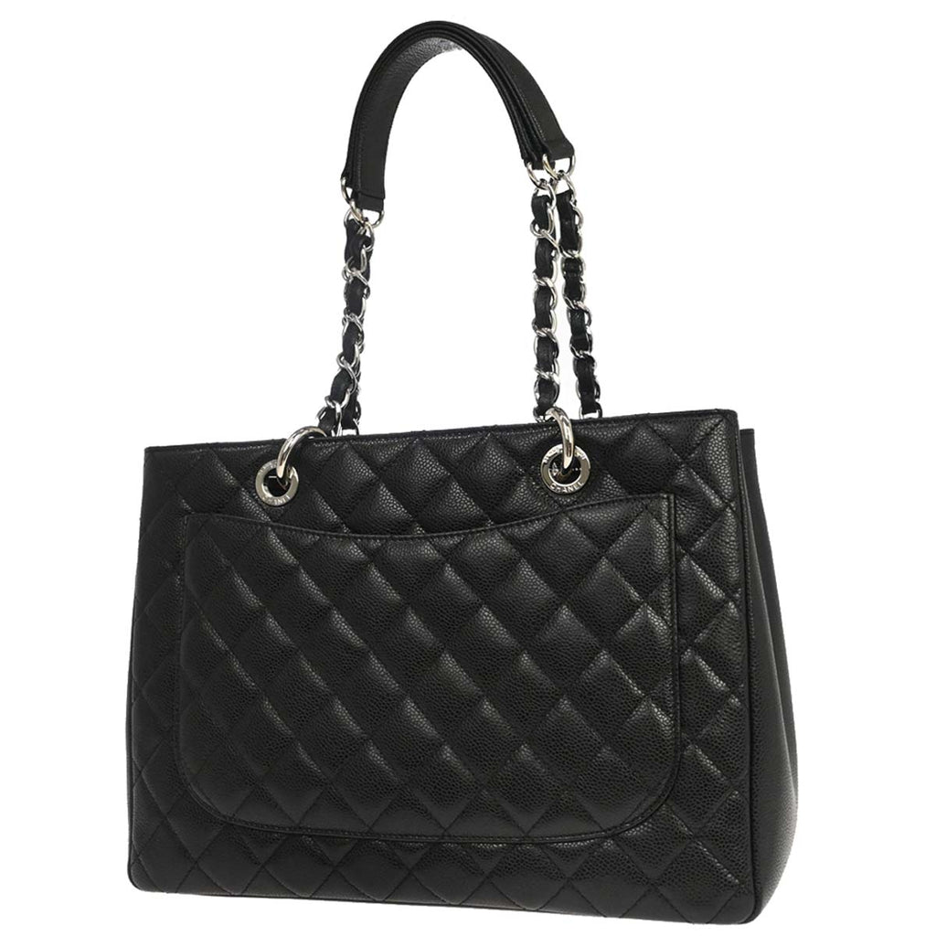 Chanel 2014 Black Caviar Skin Grand Shopping Tote GST Chain Handbag