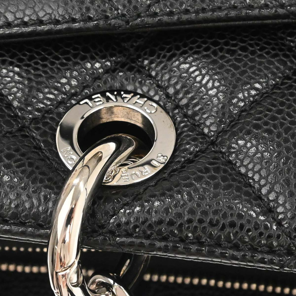 Chanel 2014 Black Caviar Skin Grand Shopping Tote GST Chain Handbag