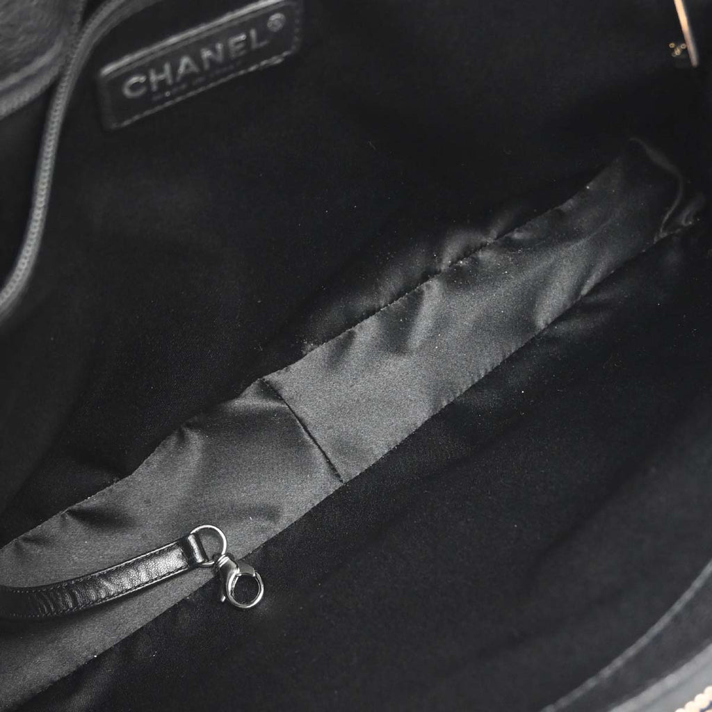 Chanel 2014 Black Caviar Skin Grand Shopping Tote GST Chain Handbag