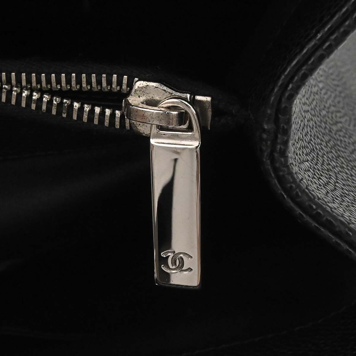 Chanel 2014 Black Caviar Skin Grand Shopping Tote GST Chain Handbag
