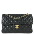 Chanel Black Lambskin Small Classic Double Flap Shoulder Bag