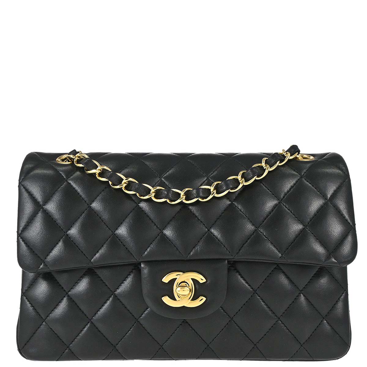 Chanel Black Lambskin Small Classic Double Flap Shoulder Bag