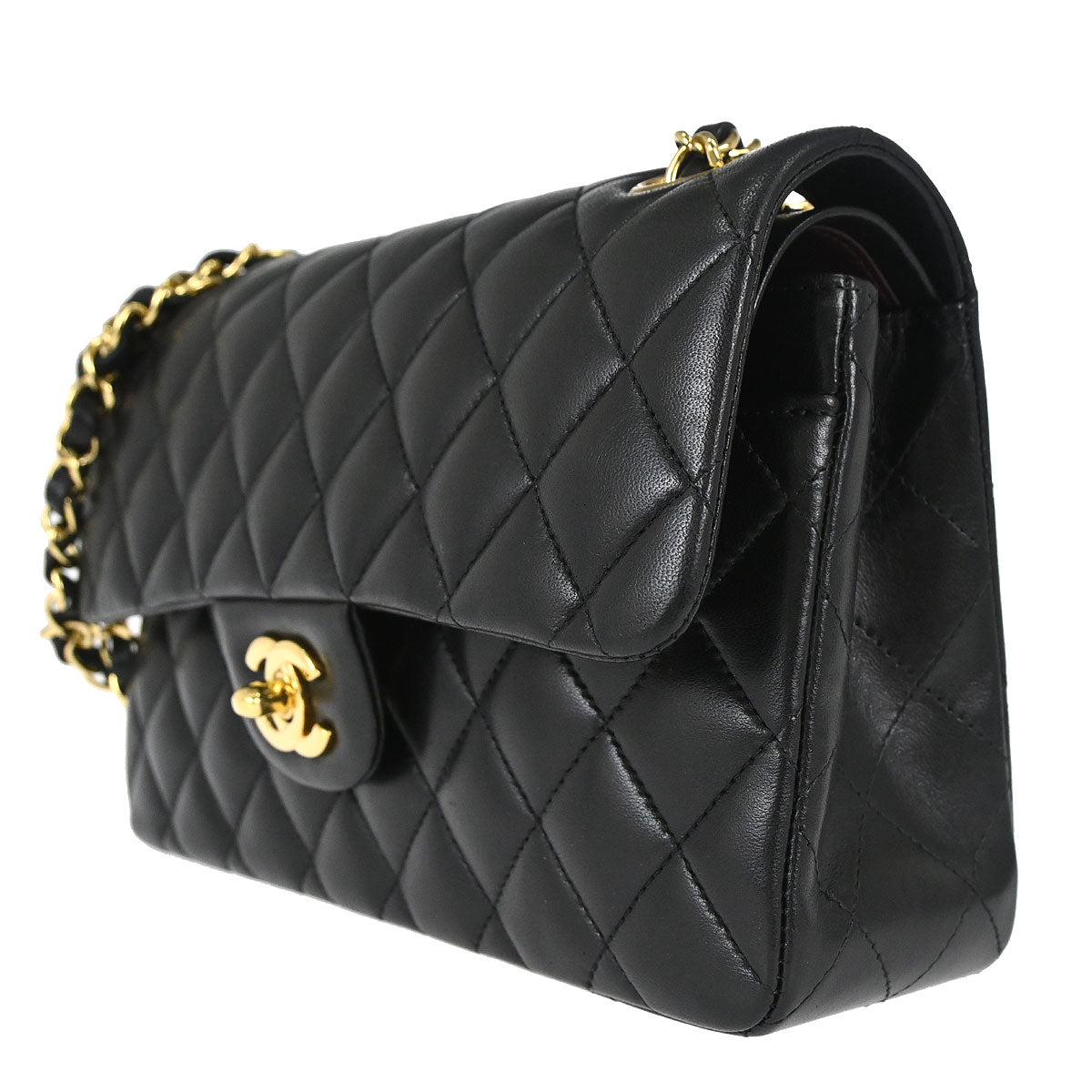 Chanel Black Lambskin Small Classic Double Flap Shoulder Bag