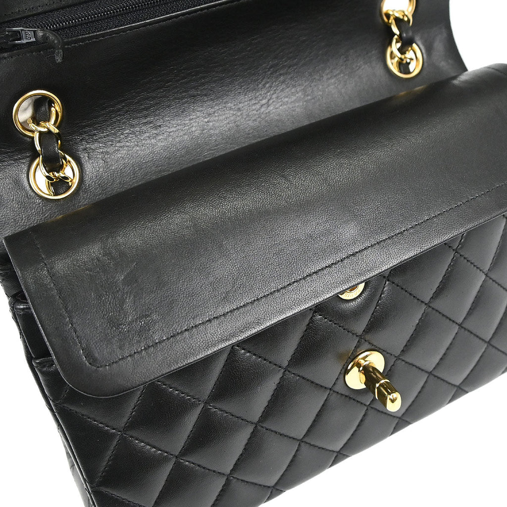 Chanel Black Lambskin Small Classic Double Flap Shoulder Bag