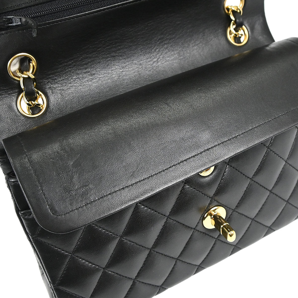 Chanel Black Lambskin Small Classic Double Flap Shoulder Bag