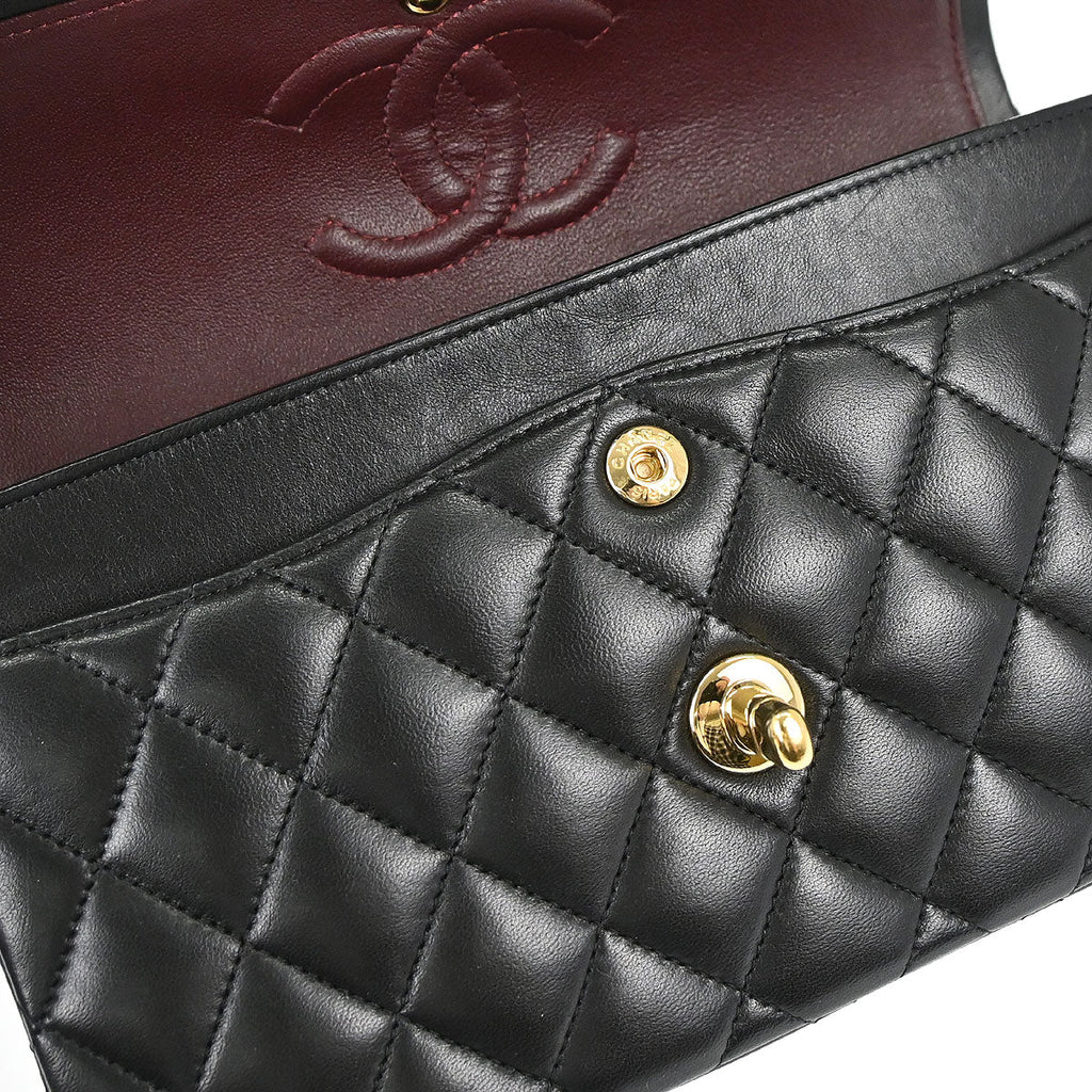 Chanel Black Lambskin Small Classic Double Flap Shoulder Bag