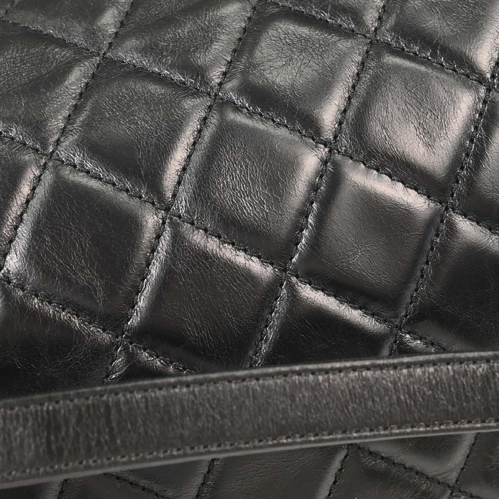 Chanel 2015-2016 Black Calfskin Accordion Flap Shoulder Bag
