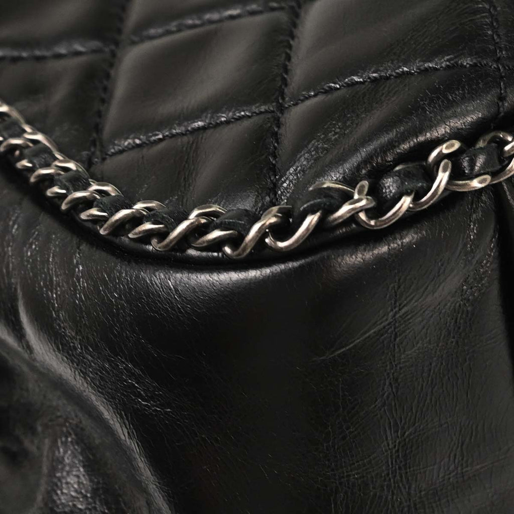 Chanel 2015-2016 Black Calfskin Accordion Flap Shoulder Bag