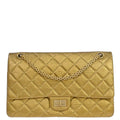 Chanel 2014 Gold Calfskin 2.55 Double Flap Shoulder Bag