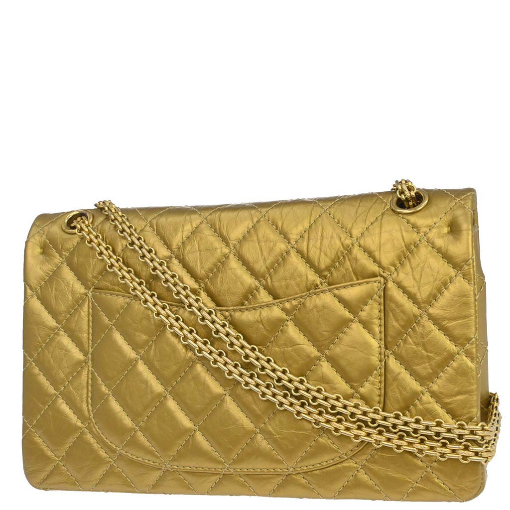 Chanel 2014 Gold Calfskin 2.55 Double Flap Shoulder Bag