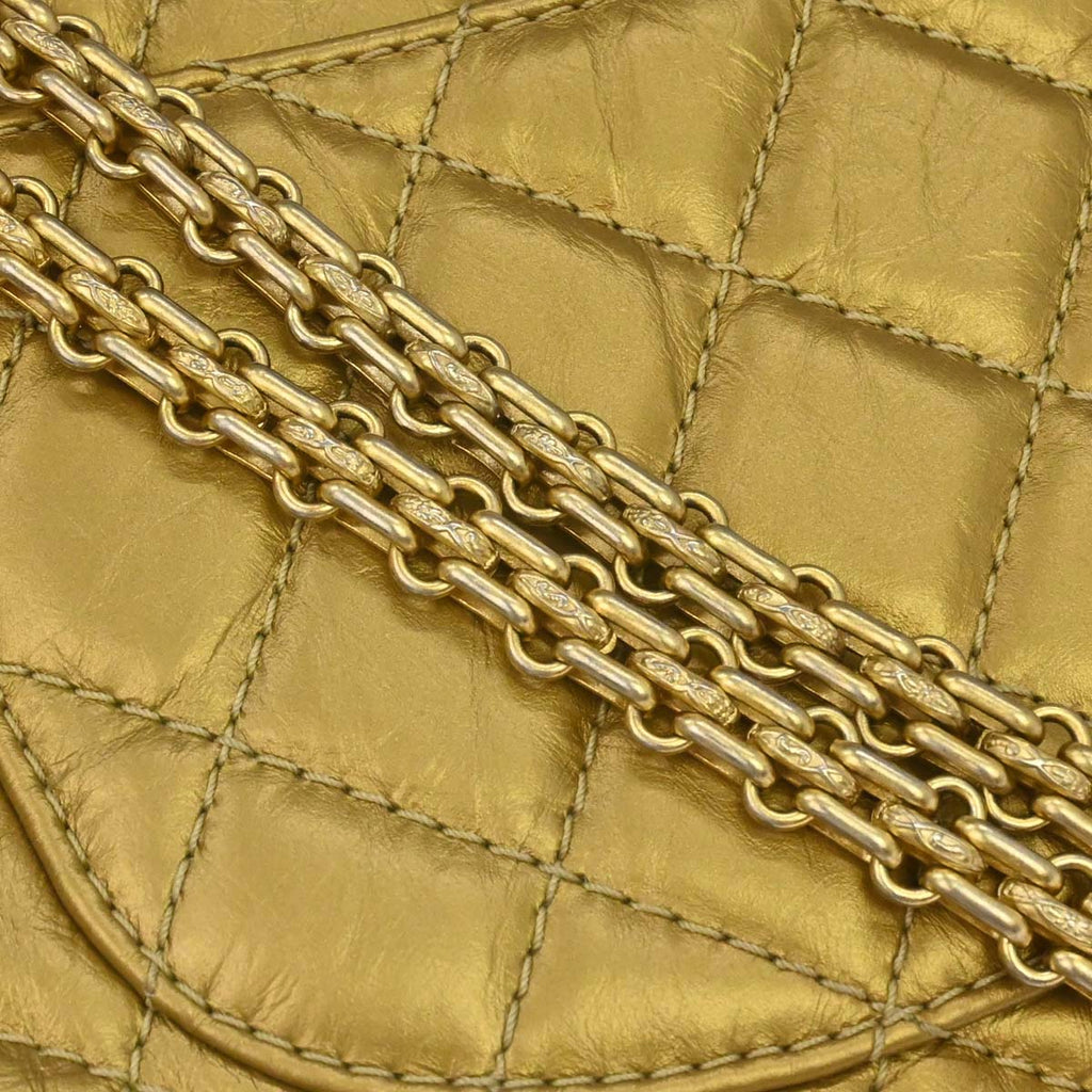 Chanel 2014 Gold Calfskin 2.55 Double Flap Shoulder Bag