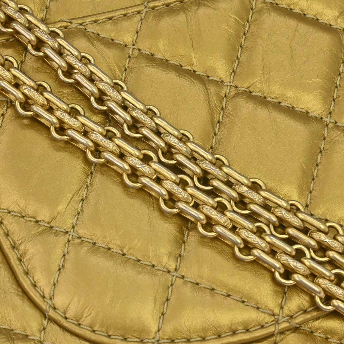 Chanel 2014 Gold Calfskin 2.55 Double Flap Shoulder Bag