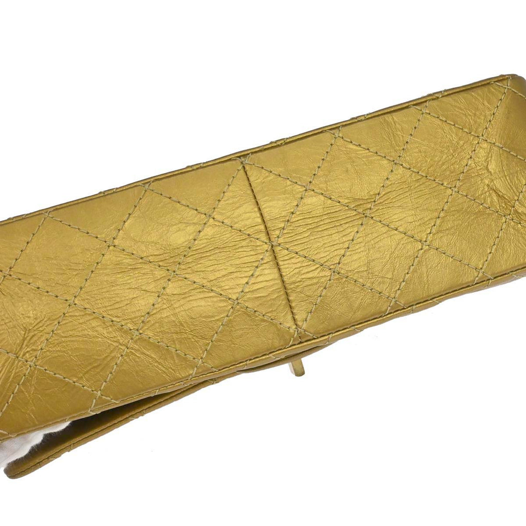Chanel 2014 Gold Calfskin 2.55 Double Flap Shoulder Bag