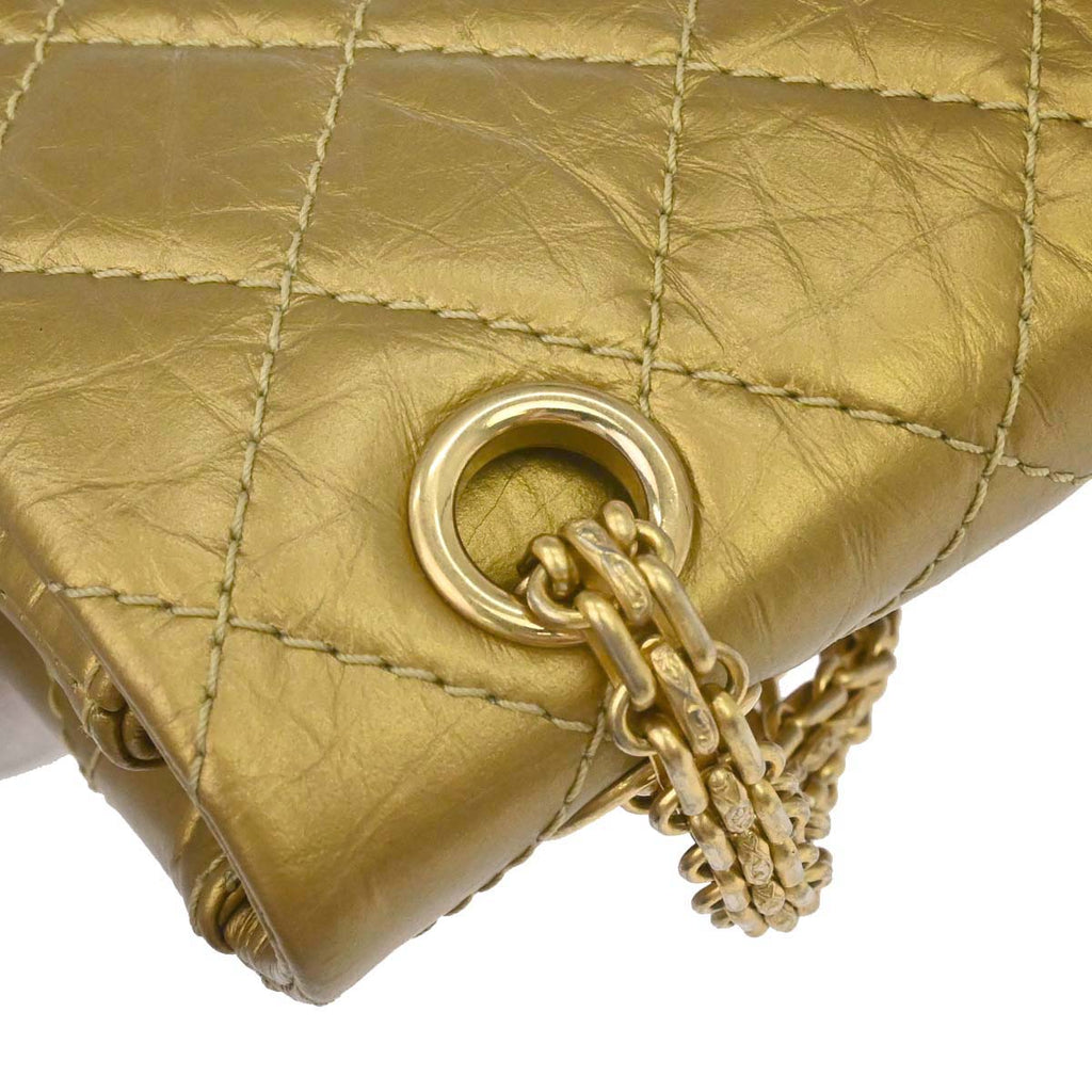 Chanel 2014 Gold Calfskin 2.55 Double Flap Shoulder Bag
