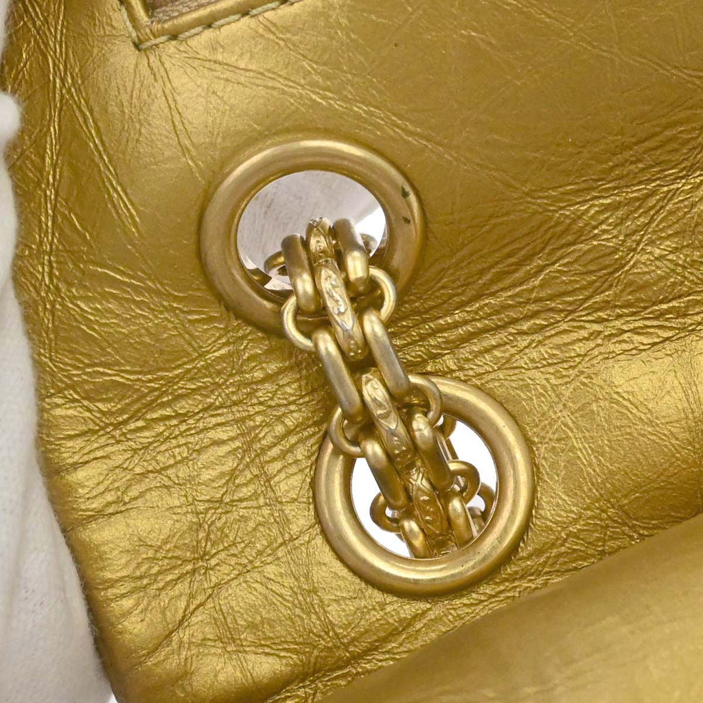 Chanel 2014 Gold Calfskin 2.55 Double Flap Shoulder Bag