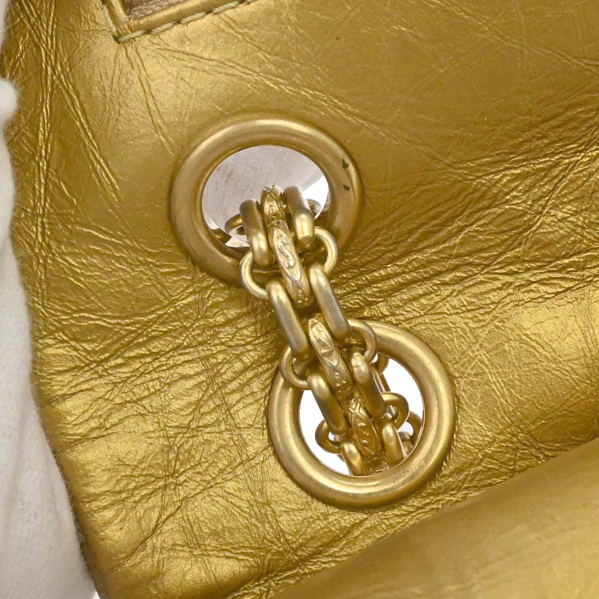 Chanel 2014 Gold Calfskin 2.55 Double Flap Shoulder Bag