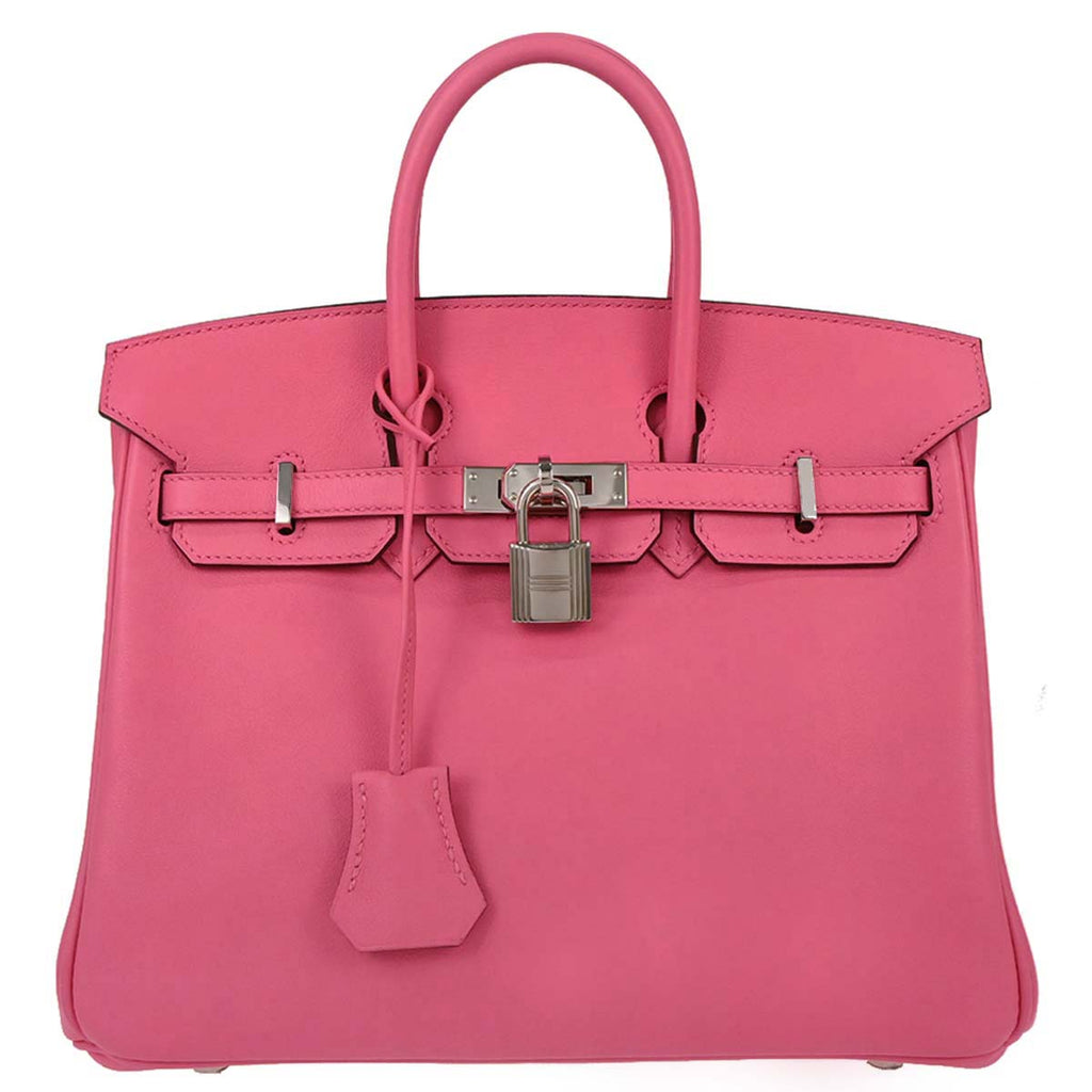 Hermes Rose Azalee Swift Birkin 25 Handbag