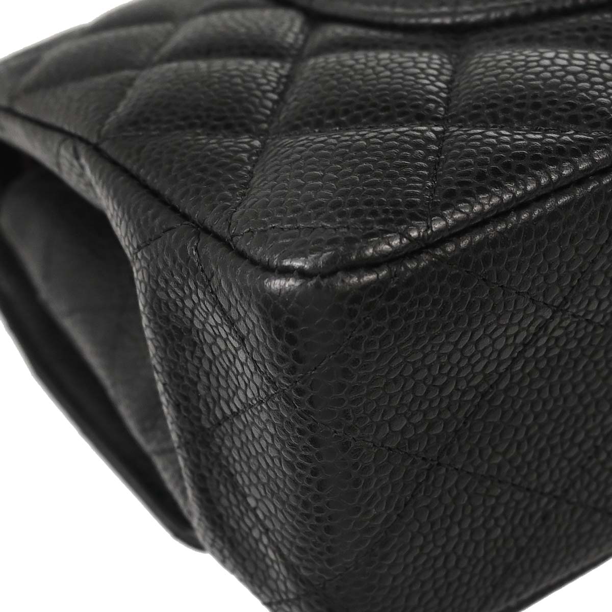 Chanel 2013-2014 Black Caviar Skin Medium Classic Double Flap Shoulder Bag