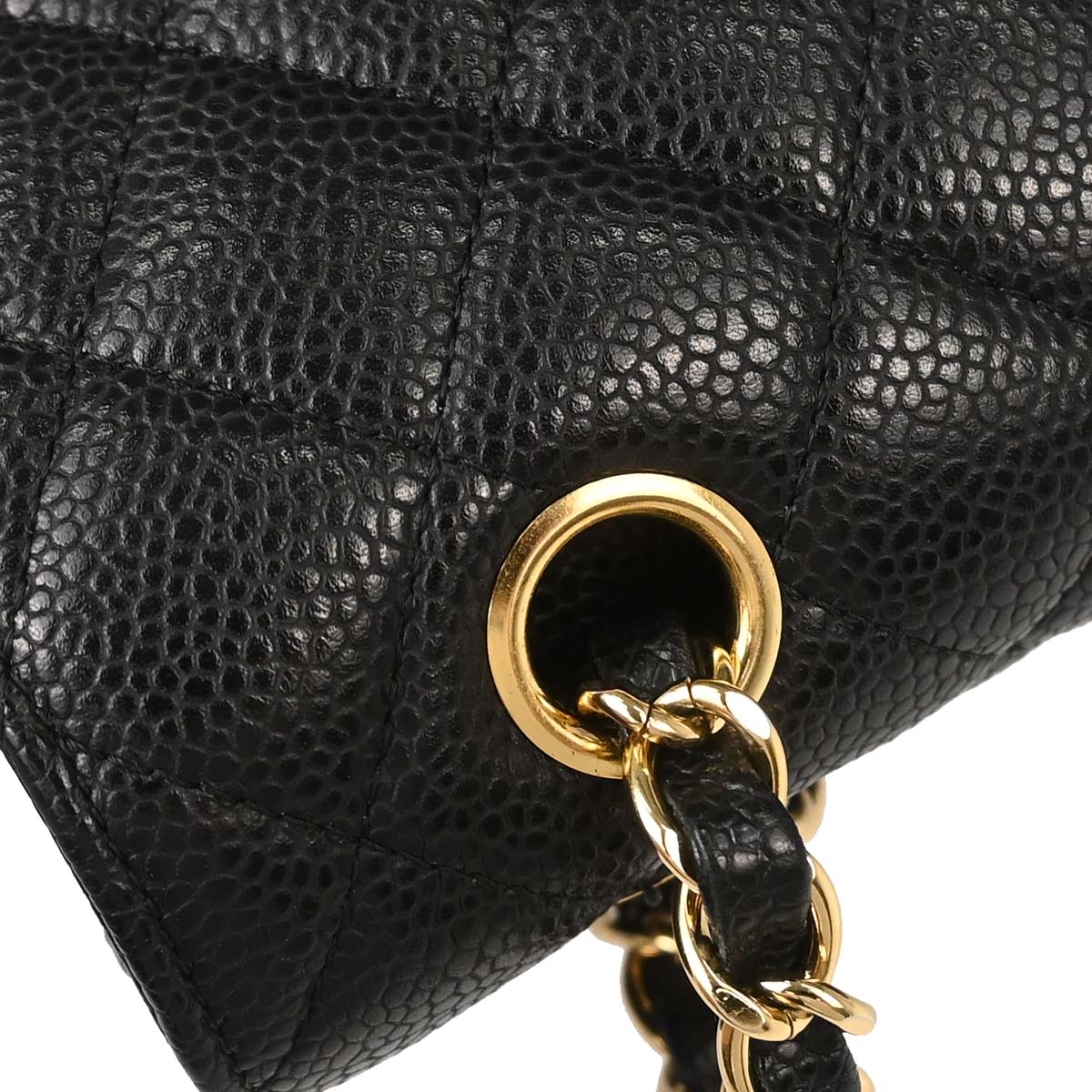 Chanel 2013-2014 Black Caviar Skin Medium Classic Double Flap Shoulder Bag