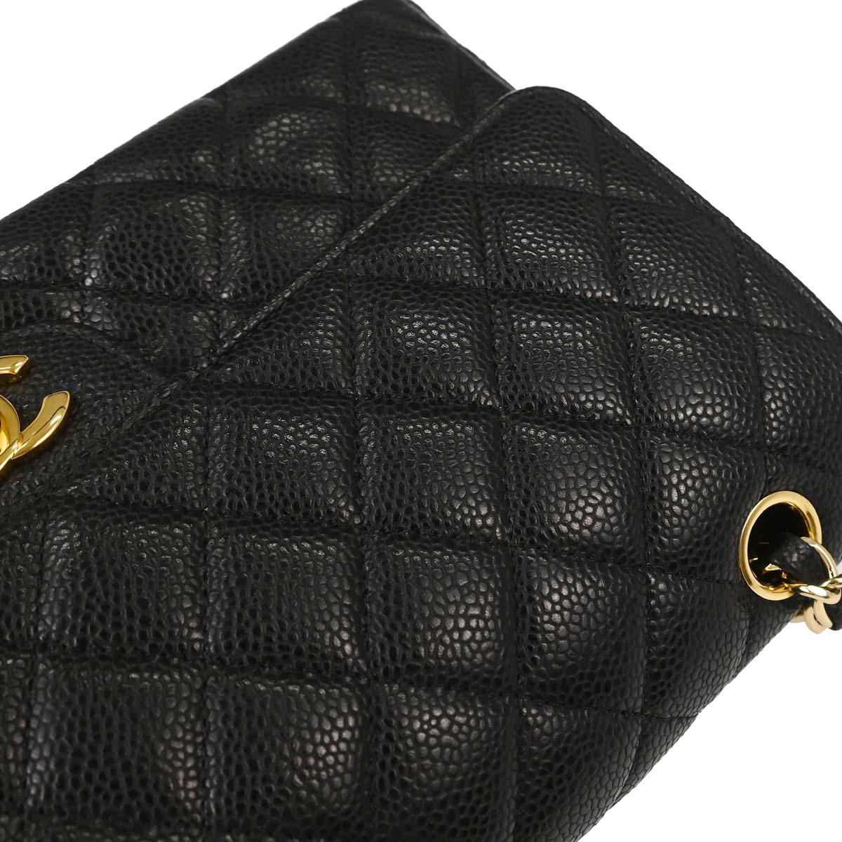 Chanel 2013-2014 Black Caviar Skin Medium Classic Double Flap Shoulder Bag