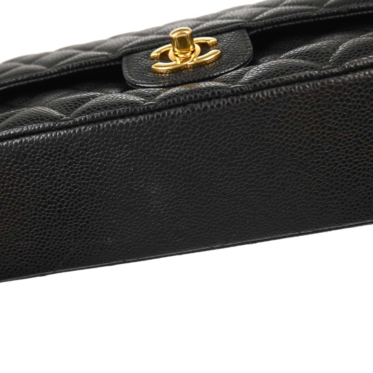 Chanel 2013-2014 Black Caviar Skin Medium Classic Double Flap Shoulder Bag