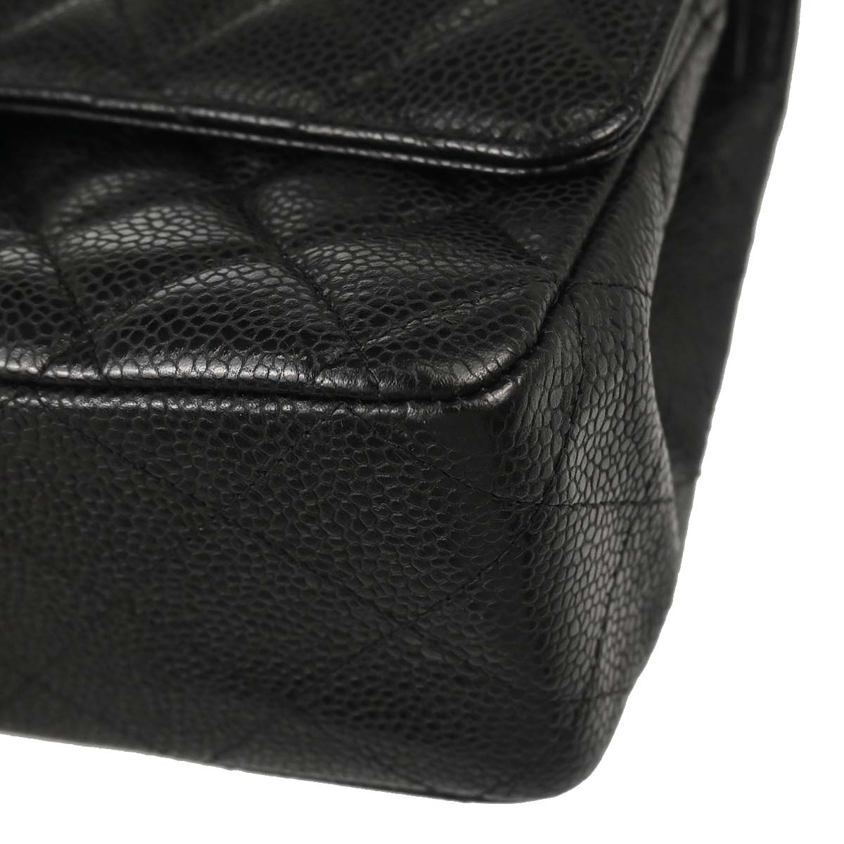Chanel 2013-2014 Black Caviar Skin Medium Classic Double Flap Shoulder Bag