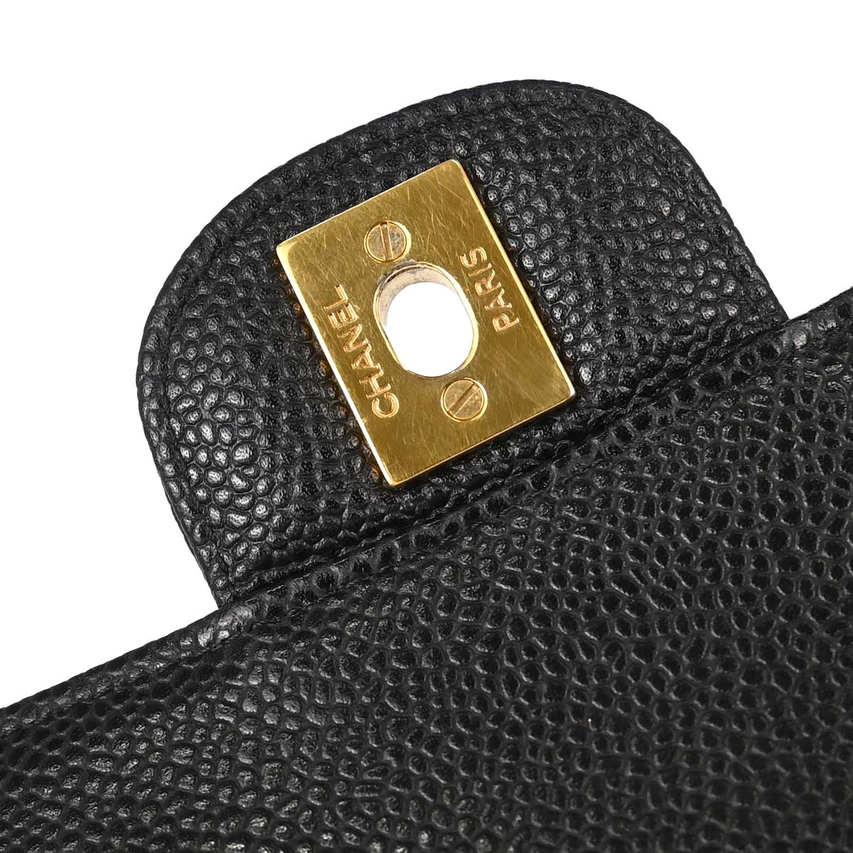 Chanel 2013-2014 Black Caviar Skin Medium Classic Double Flap Shoulder Bag
