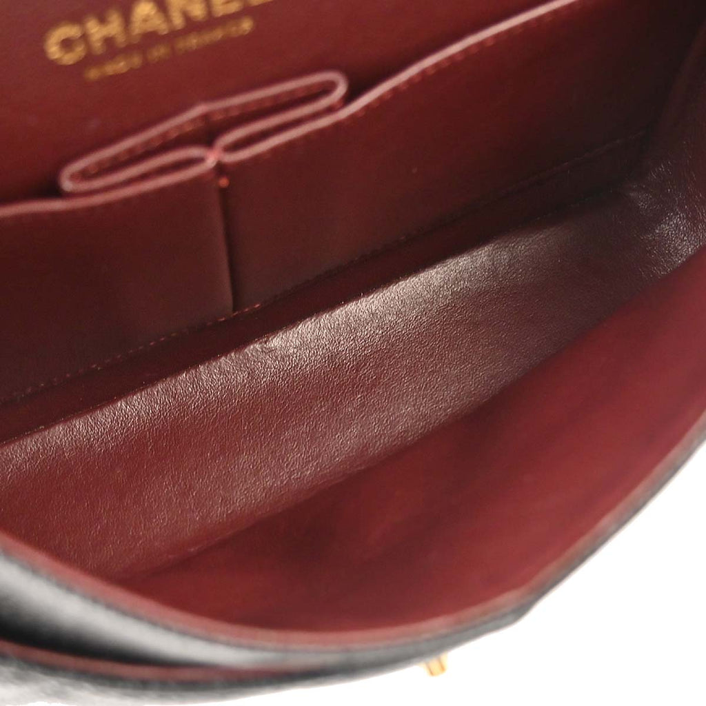 Chanel 2013-2014 Black Caviar Skin Medium Classic Double Flap Shoulder Bag
