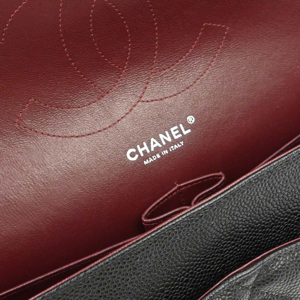 Chanel 2018-2019 Black Caviar Skin Jumbo Classic Double Flap Shoulder Bag