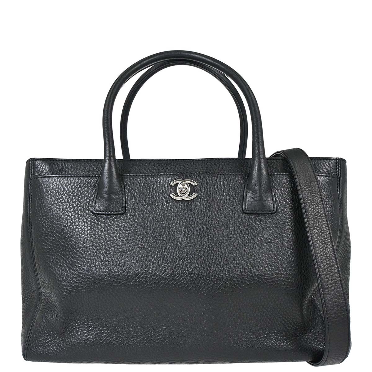 Chanel 2015-2016 Black Deerskin Executive Cerf 2way Shoulder Tote Bag