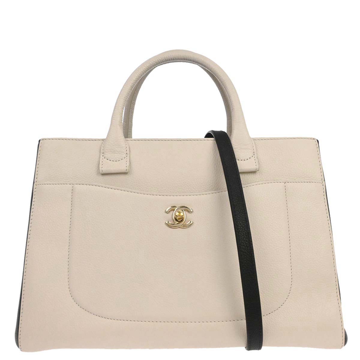 Chanel 2017-2018 Beige Calfskin Executive Cerf Tote 2way Shoulder Handbag