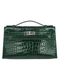 Hermes * Vert Fonce Alligator Kelly Pochette Handbag