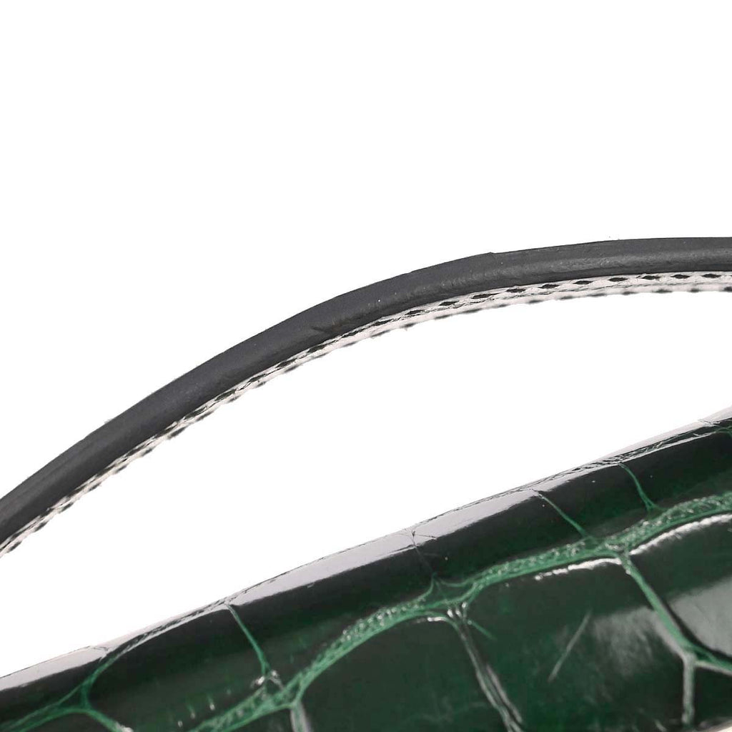 Hermes * Vert Fonce Alligator Kelly Pochette Handbag