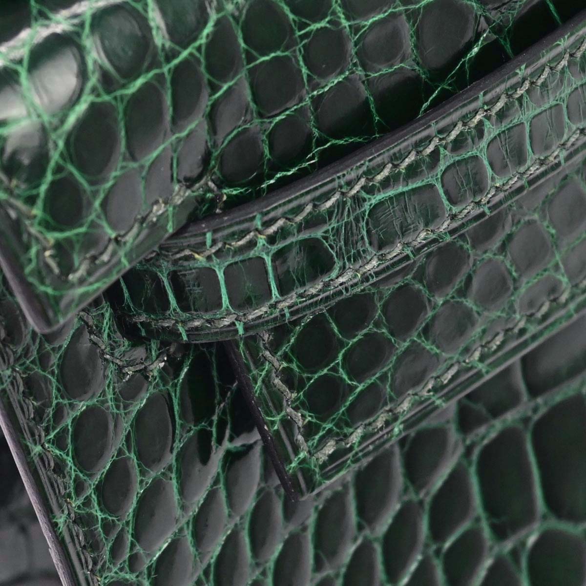 Hermes * Vert Fonce Alligator Kelly Pochette Handbag