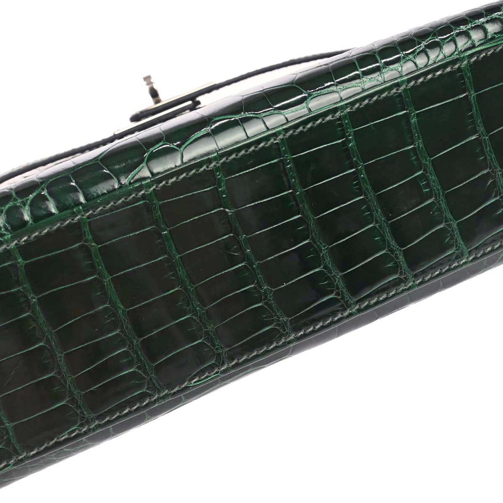 Hermes * Vert Fonce Alligator Kelly Pochette Handbag