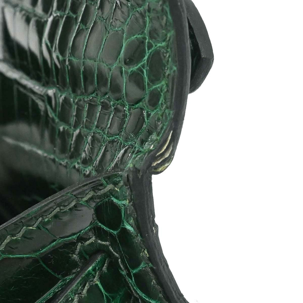 Hermes * Vert Fonce Alligator Kelly Pochette Handbag