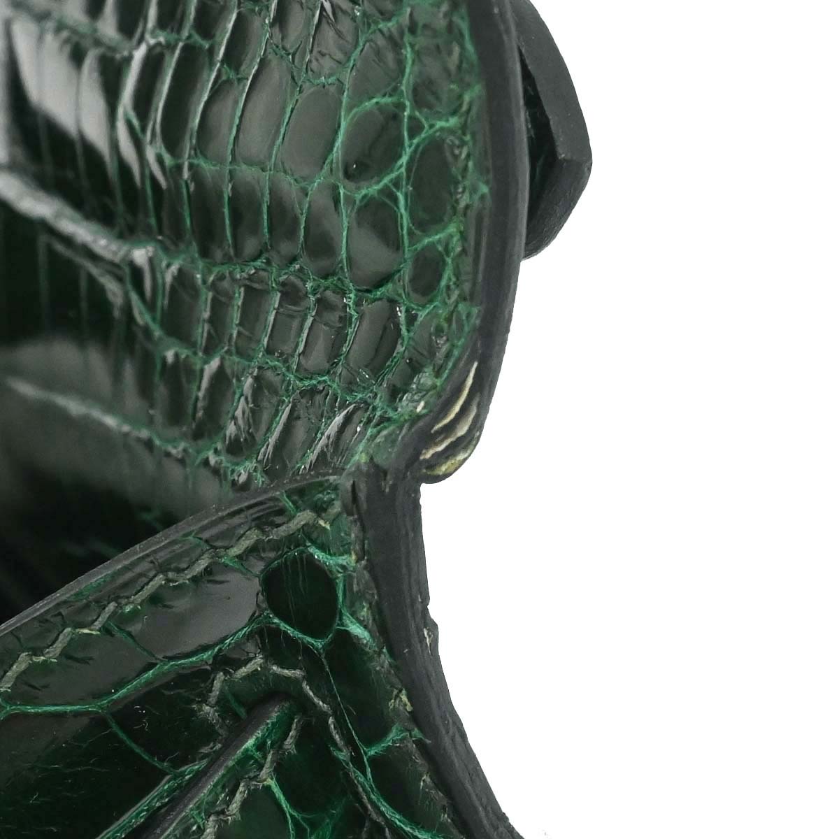 Hermes * Vert Fonce Alligator Kelly Pochette Handbag
