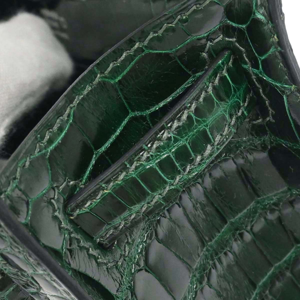 Hermes * Vert Fonce Alligator Kelly Pochette Handbag