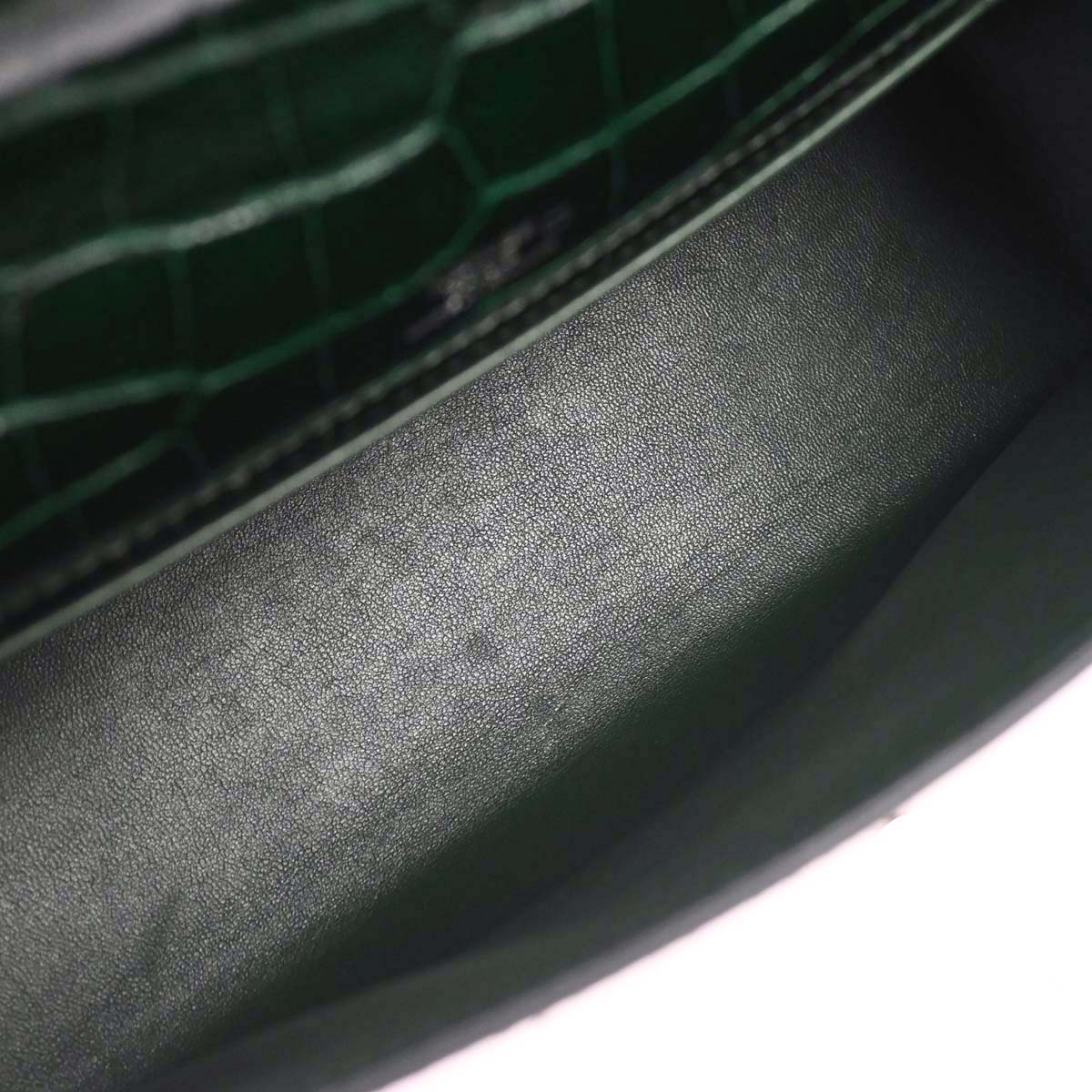 Hermes * Vert Fonce Alligator Kelly Pochette Handbag