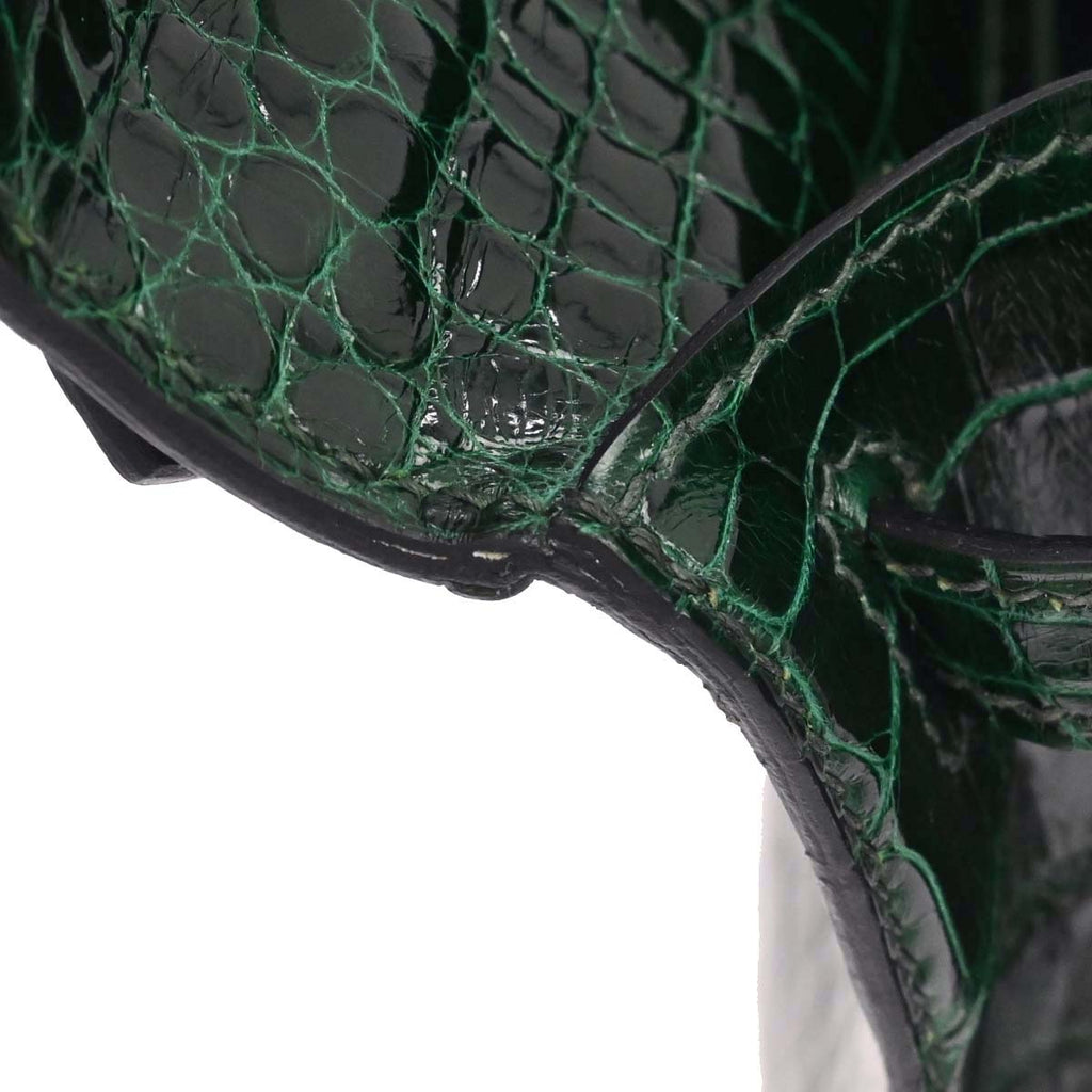 Hermes * Vert Fonce Alligator Kelly Pochette Handbag
