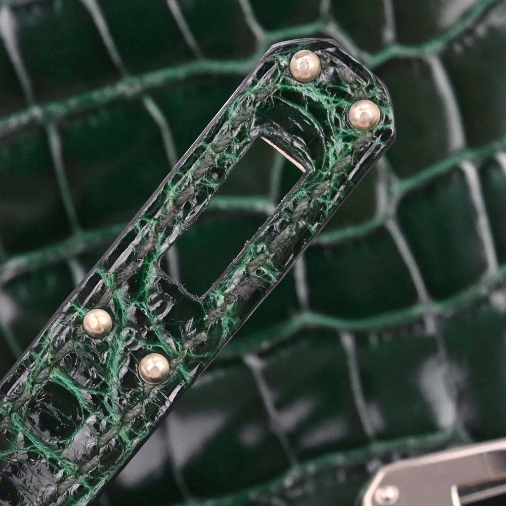 Hermes * Vert Fonce Alligator Kelly Pochette Handbag